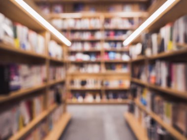 Kitap raf kitapçı iç arka plan eğitim kavramı bulanıklık