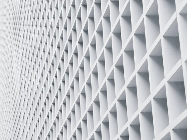 Detalhes Arquitetura Parede Geométrica Padrão Bloco Cimento Fundo Branco — Fotografia de Stock