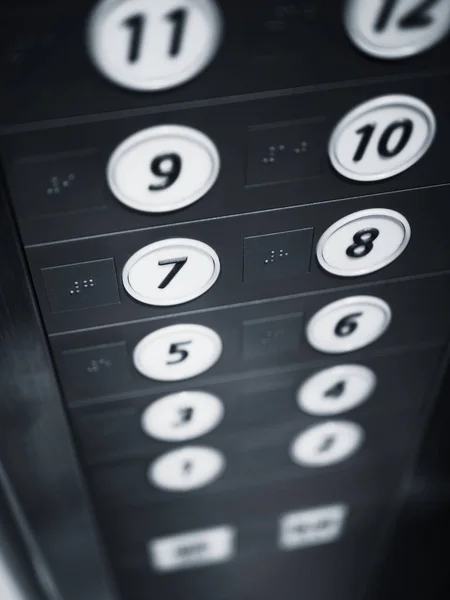 Ανελκυστήρας Κουμπί Πάτωμα Lift Πινακίδα Braille Για Αναπηρία Δημόσιο Κτίριο — Φωτογραφία Αρχείου