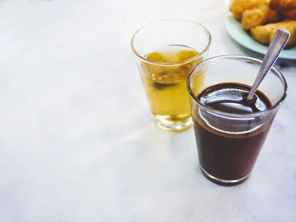 Hot Coffee Local Style Drink Asian Street Food — Stock Photo, Image