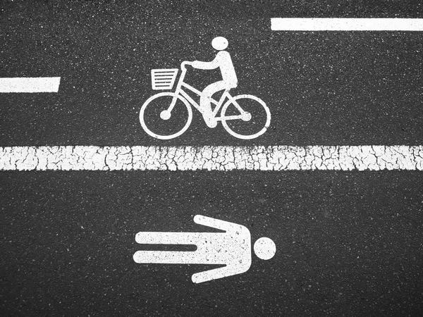 Carril Bicicleta Pasarela Peatonal Calle Símbolo Señal — Foto de Stock