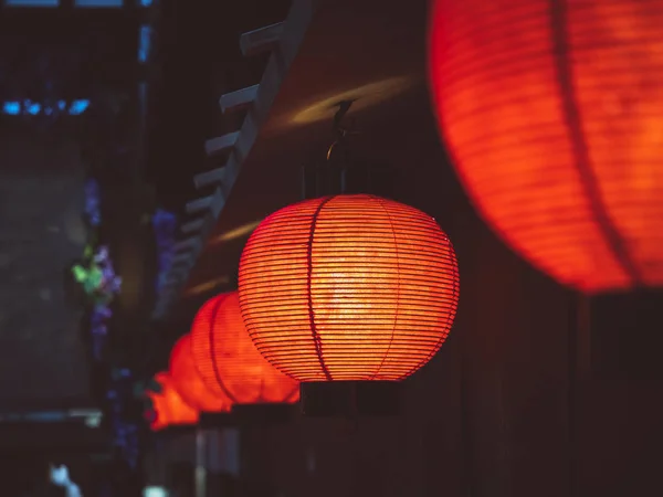 Linternas Rojas Decoración Ligera Japón Decoración Cultura Asiática — Foto de Stock