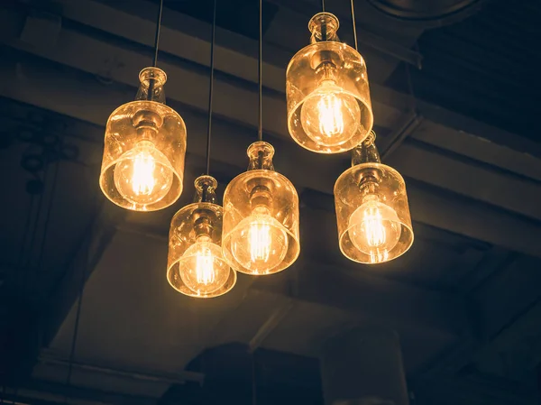 Osvětlení Interiéru Visí Lampa Žárovka Vintage Styl — Stock fotografie