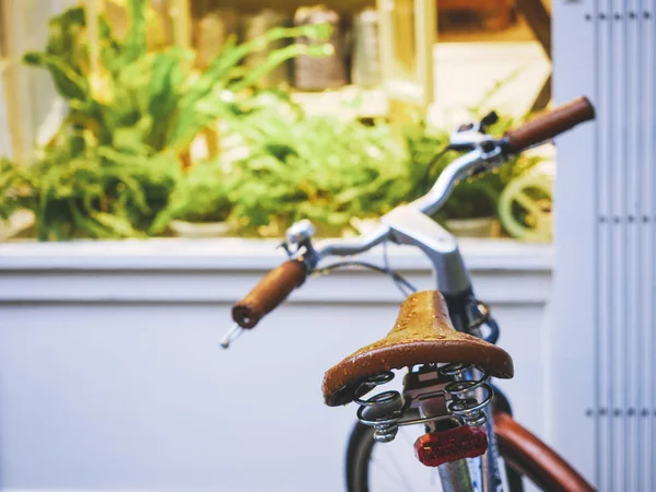 Kerékpár Parkoló Kültéri Lovaglás Szabadidős Életmódot Zöld Kert Háttér — Stock Fotó