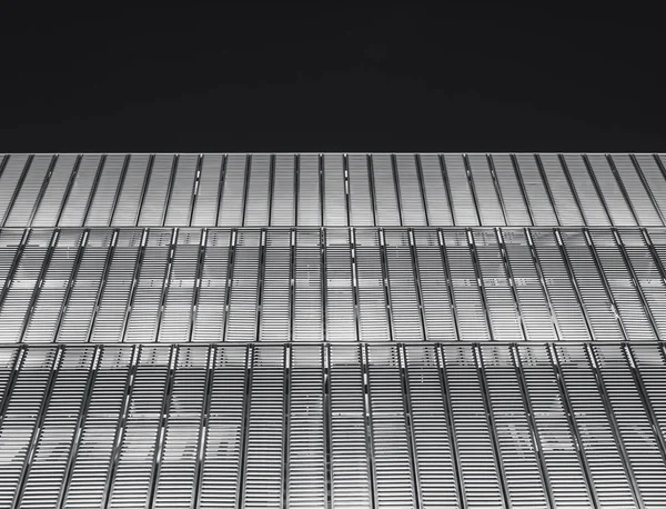 Arquitetura Exterior Projeto Fachada Vidro Edifício Moderno Preto Branco — Fotografia de Stock