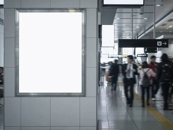 Caixa Luz Bandeira Falsa Estação Ferroviária Media Publicidade Edifício Público — Fotografia de Stock