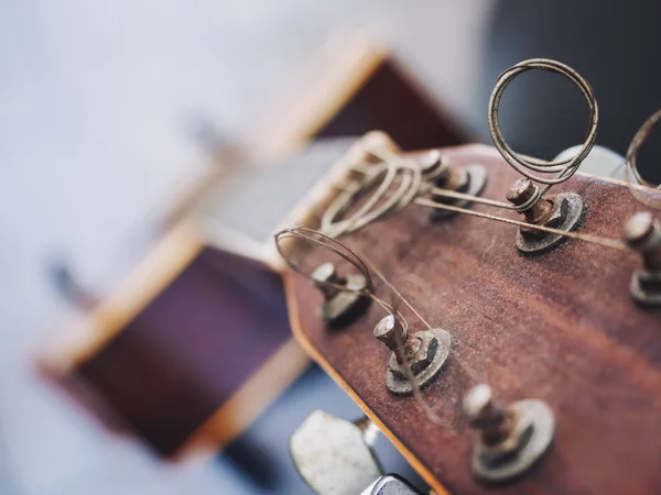 Cuerda Guitarra Close Instrumento Musical Estilo Vida Ocio — Foto de Stock