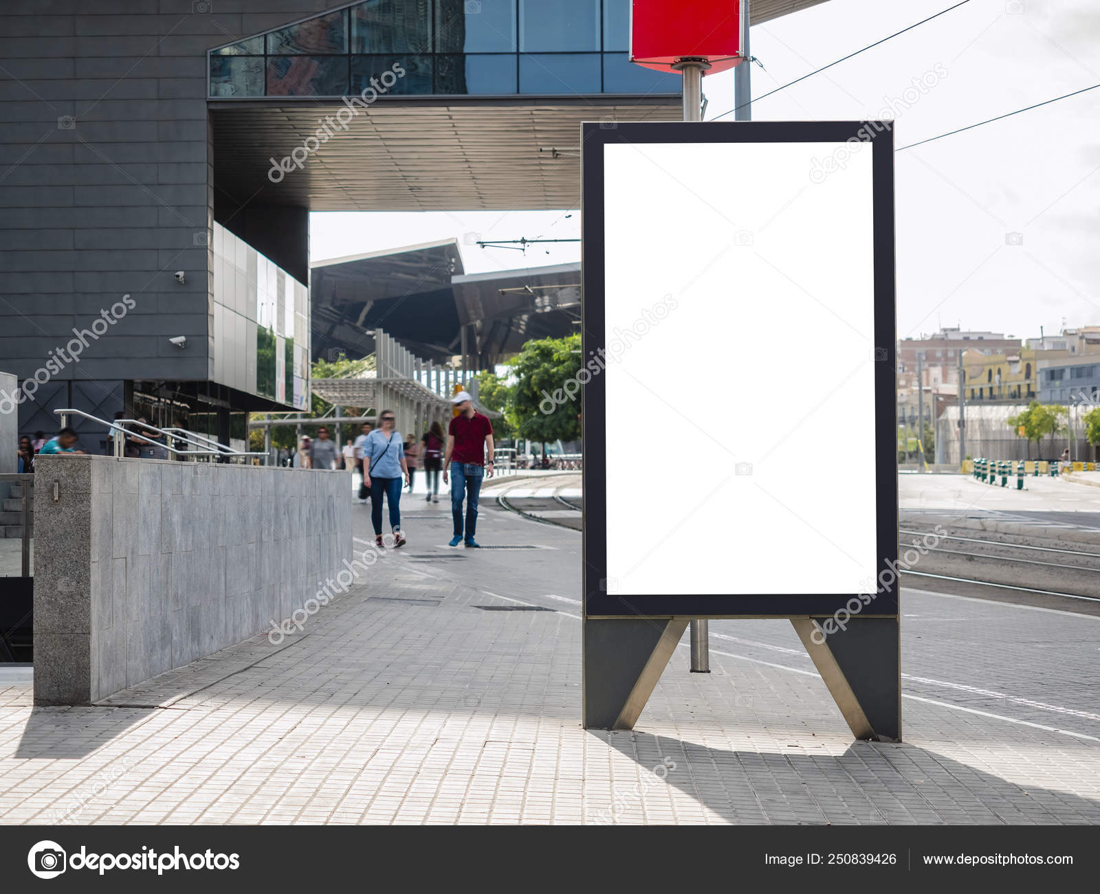 Download Free Mock Up Banner Stand Media Outdoor People Walking On City Street Stock Photo C Viteethumb 250839426 Free Mockup Templates.