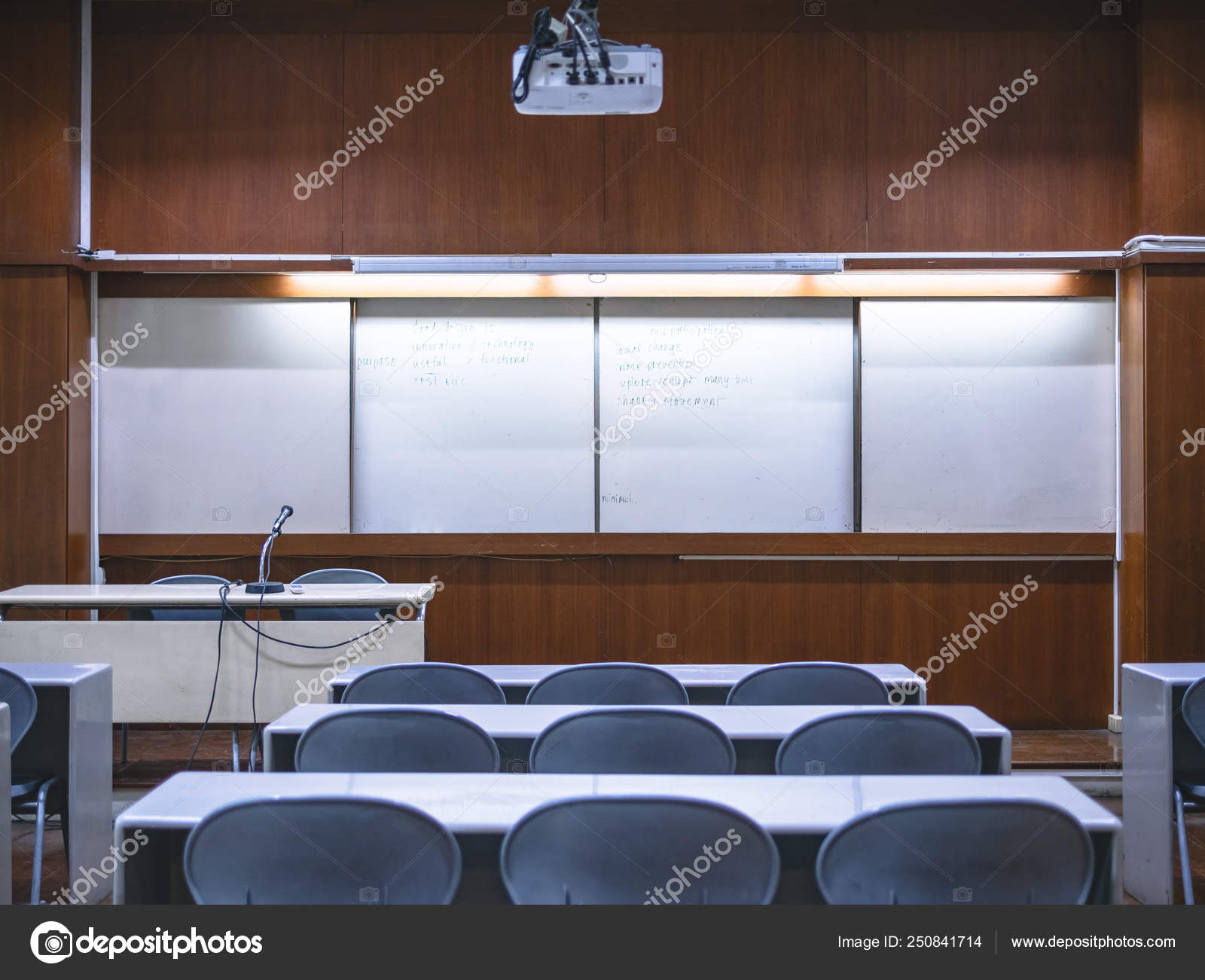 Classroom Desk And Seats White Board Lecture Room Education