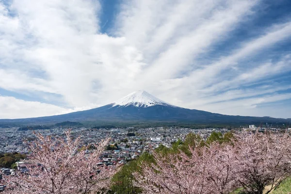 Berg Fuji Kirschblüte Japan Frühling Jahreszeit Wolkenlandschaft — Stockfoto