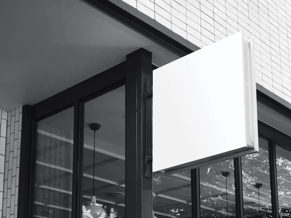 Håna Signage Blank vit fyrkantig skylt butik front — Stockfoto