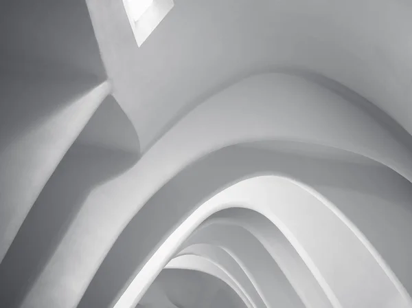 Beyaz duvar beton Eğri uzay aydınlatma mimari detaylar — Stok fotoğraf