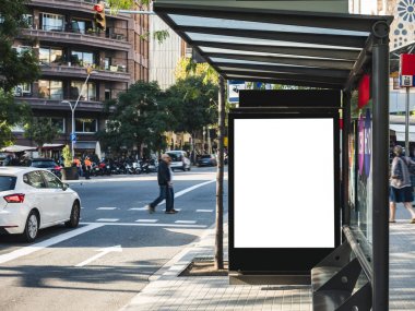 Bus stop Media açık Şehir sokakta Billboard Banner şablonu kadar Mock