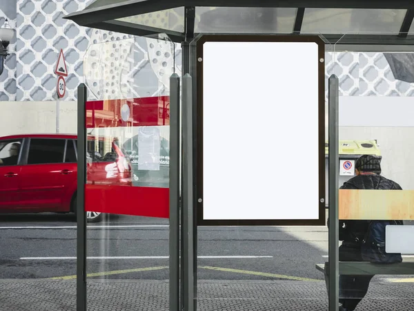 Mock up affisch mall på busshållplats Reklam media Outdoor — Stockfoto