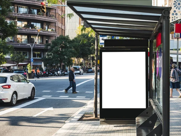 Mock up Billboard banner mall på busshållplats Media Outdoor City Street — Stockfoto