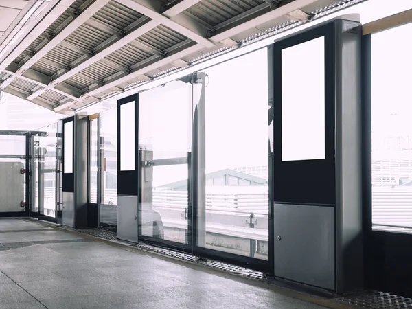 Mock up Digital signboard Poster on Train Platform Advertisement Media at Train station — Stok Foto