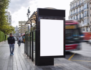 Bus durağında Banner Signboard çerçeve şablonMedya Reklam açık alay 