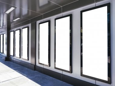Boş mock up Light Box binasında Medya reklam işareti seti
