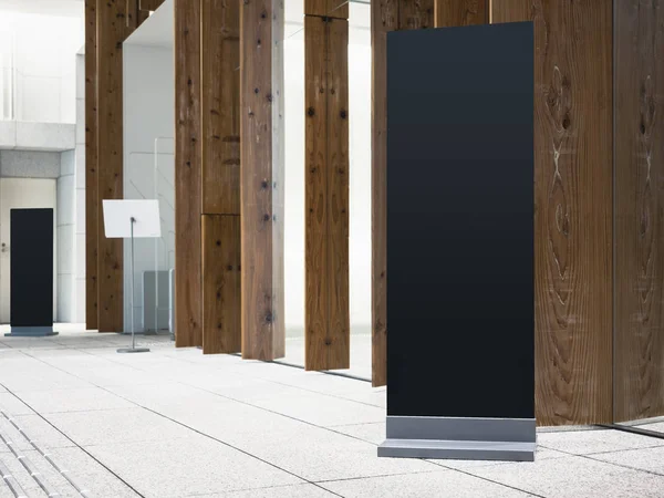 Mock up Black Sign Board vertical stand indoor Directorio de edificios modernos — Foto de Stock