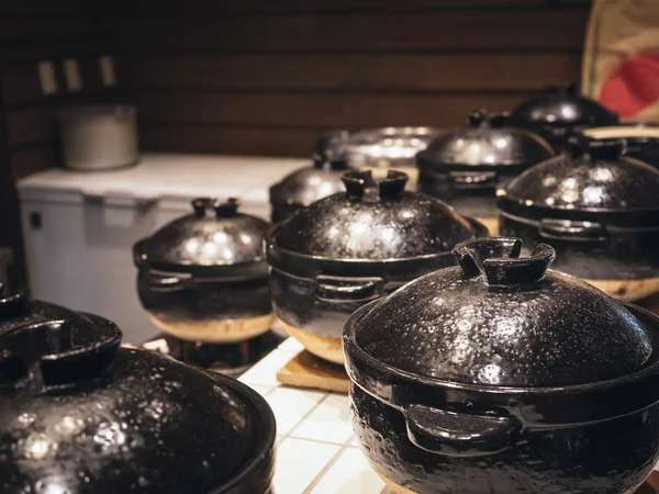 Bowls in Korean restaurant Bibimbap Bowls Asian cooking food — Stock Photo, Image