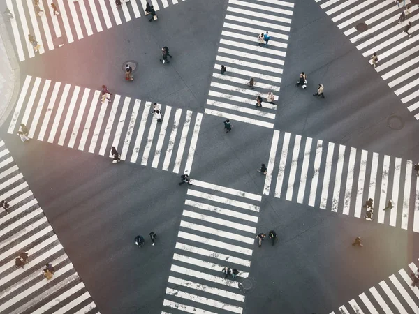 People walking Crossing street Sign Top view city Crosswalk