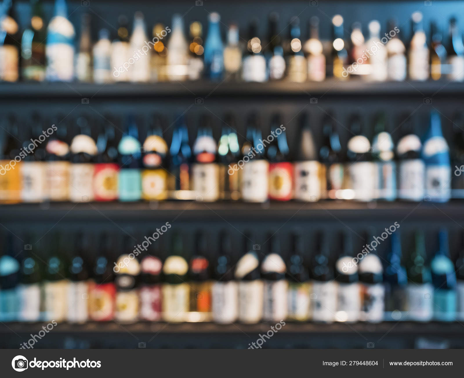 Sake bottles on shelf Japanese Alcohol drink Blur Bar background Stock  Photo by ©viteethumb 279448604