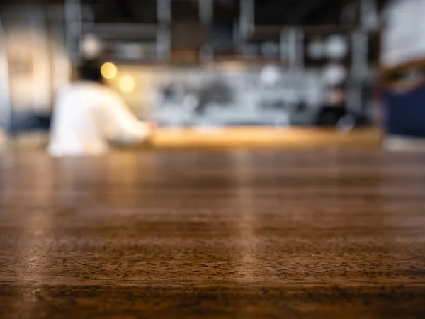 Table top counter Blur people sitting Bar restaurant background — Stock Photo, Image