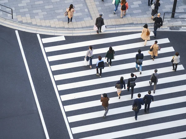 Gente asiática paseando por la calle Crosswalk City Sign — Foto de Stock