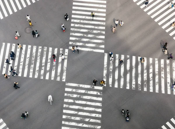 Gente caminando Cruzando la calle Señal Vista superior Tokio Japón — Foto de Stock