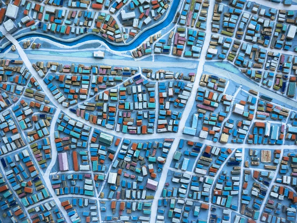 도시 모형 도시 계획 배치 도시 경관의 상단 뷰를 구축 — 스톡 사진