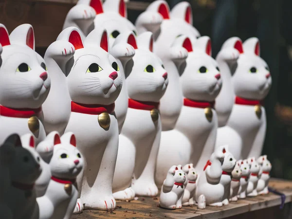 Maneki neko Lucky cat en Gotokuji Temple Tokio Japón — Foto de Stock