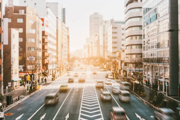Tokio Stad Straat Weg Rijstrook Auto Vervoer Japan Bedrijfsgebouw Tokyo — Stockfoto