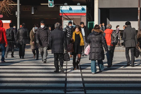 Tokyo City Estación Tren Gente Caminando Por Calle Crosswalk Estilo — Foto de Stock