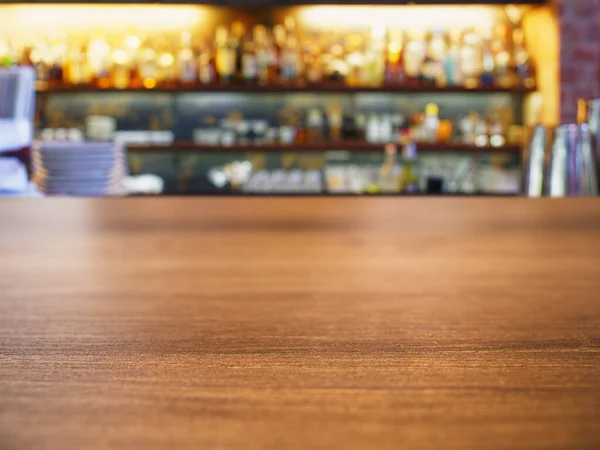 Tischplatte Theke Bar Regal Cocktails Trinken Cafe Restaurant Blur Hintergrund — Stockfoto