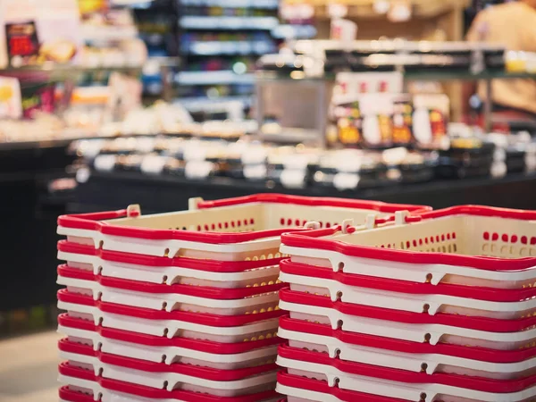 Cesta Compras Supermercado Compras Mercearia Comércio Retalho — Fotografia de Stock