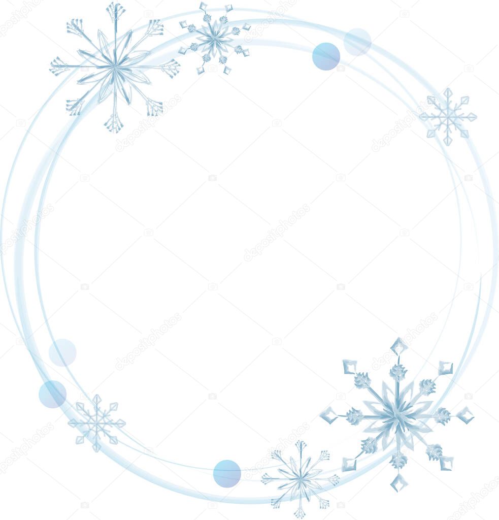  Winter, Christmas frame with snowflakes in blue. Suitable for the design of postcards, photos, flyers, banners.