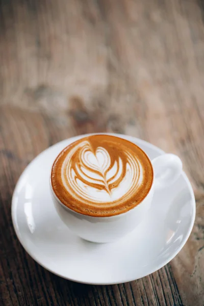 Vackra latte art flat låg — Stockfoto
