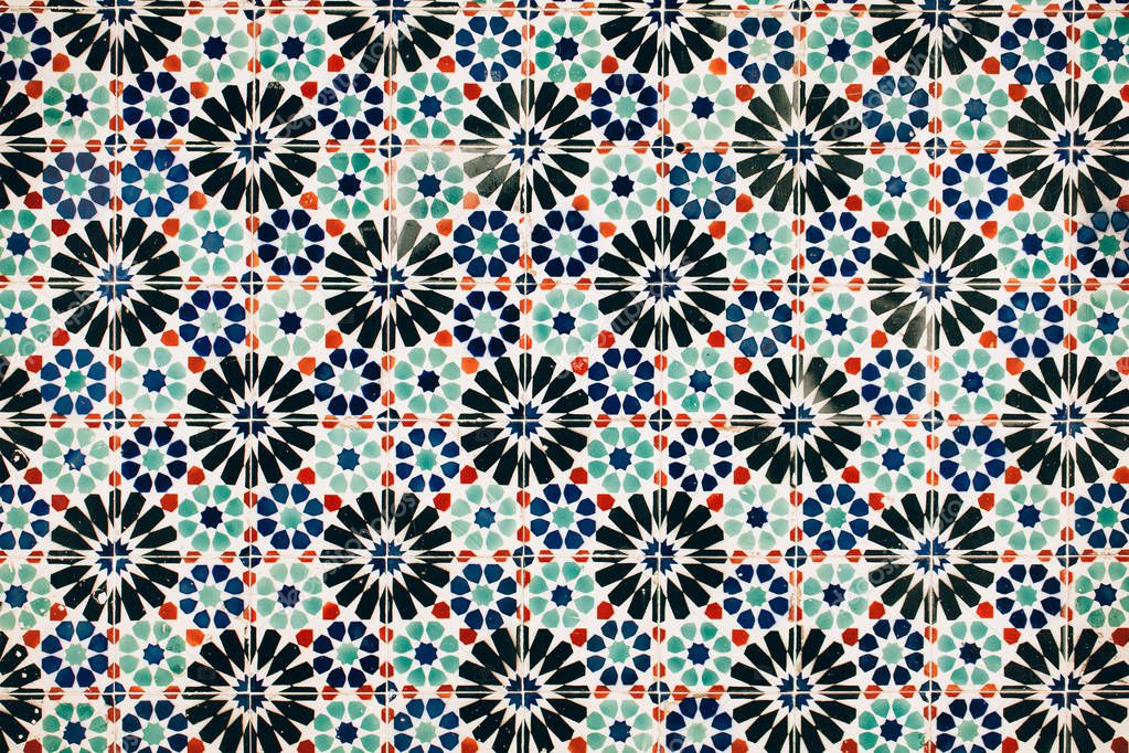 Traditional ornate portuguese decorative tiles azulejo. Abstract background.
