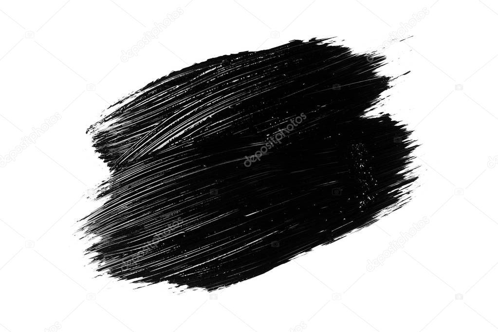 abstract grunge brush stroke made with slack acrylic paint, isolated on white background 