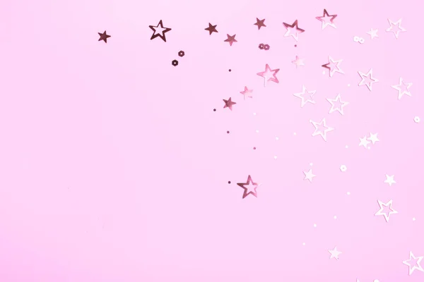 Golden Stars Pink Background Festive Mood Overview — Stock Photo, Image