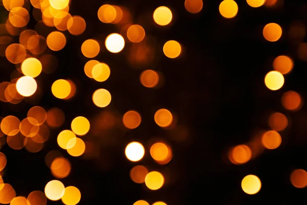 Festive Lights Overlay Golden Blurred Cirkles Black Background — Stock Photo, Image