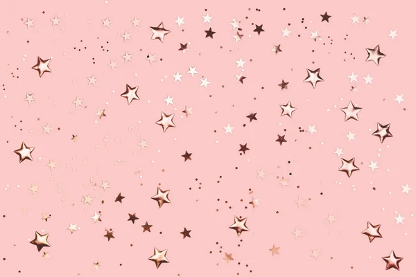 Roségold Dekorationen auf rosa Pastell Hintergrund. — Stockfoto