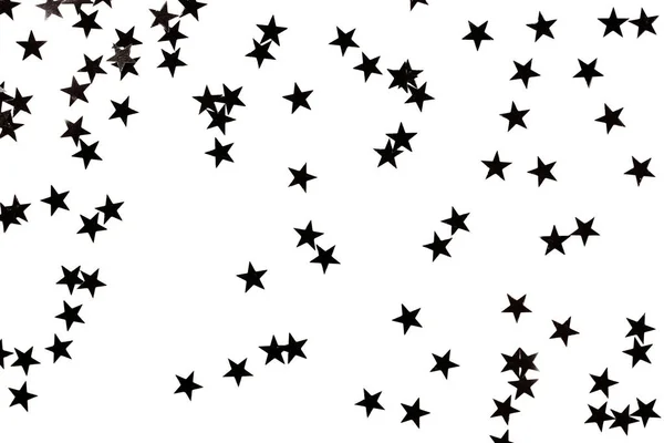 Czarne Gwiazdy Konfetti Białym Tle Białym Tle Może Służyć Jako — Zdjęcie stockowe