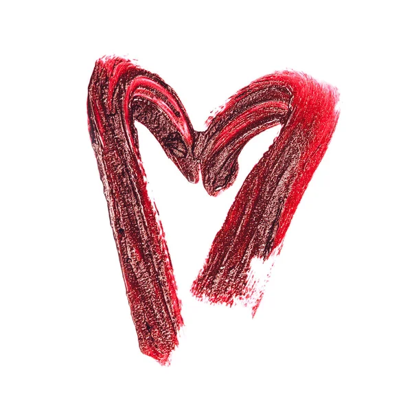 Símbolo de coração feito com batom vermelho — Fotografia de Stock