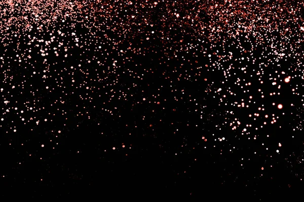 Living Coral Falling Sparkles Black Background Color Year 2019 Festive — Stock Photo, Image