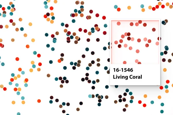 Konfetti Inspiriert Von Der Farbe Des Jahres 2019 Lebende Koralle — Stockfoto