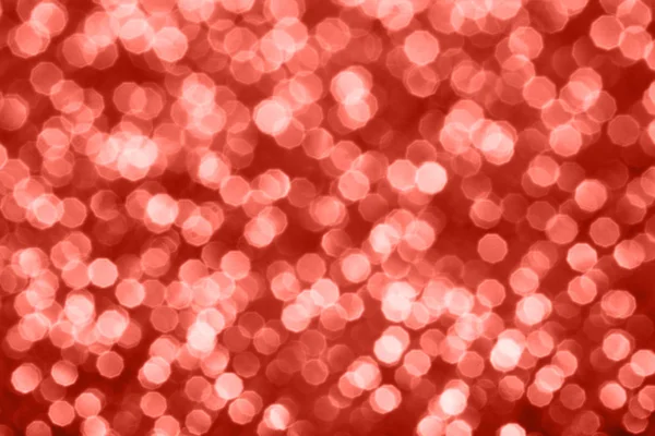 Levande Korall Glitter Bokeh Bakgrund Färgen 2019 Huvudtrenden Koncept Naturliga — Stockfoto