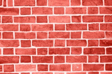 Arka plan eski vintage doğru tuğla duvar. Yaşam mercan - 2019 yılın renk.