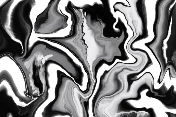 Abstract black and white fluid art background. — Stock Photo, Image