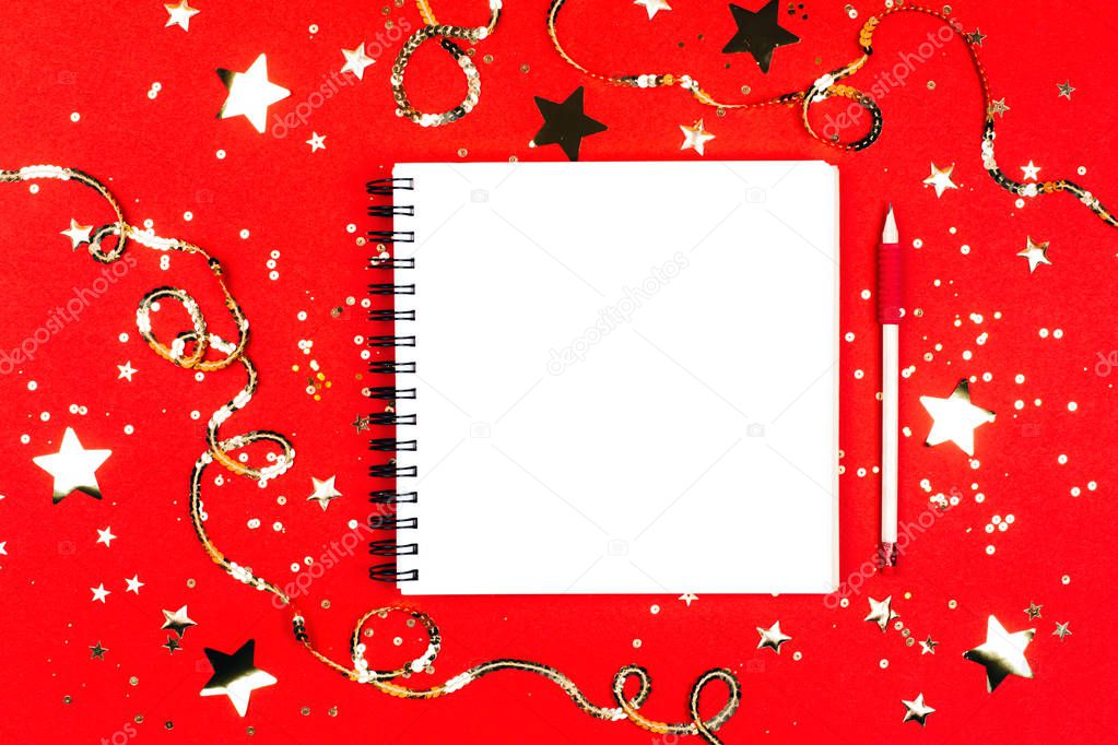 Notebook with page for goals and resolutions